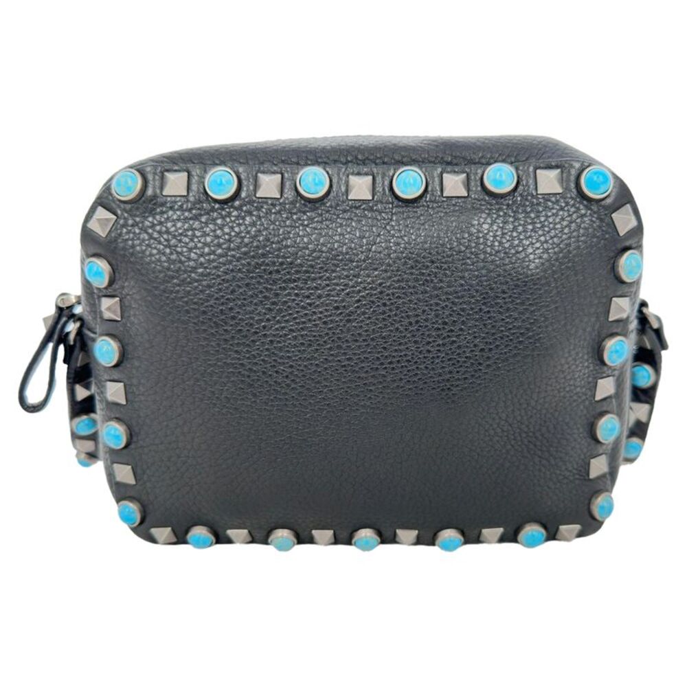 Valentino Rolling Rockstud Camera Bag in Black Leather